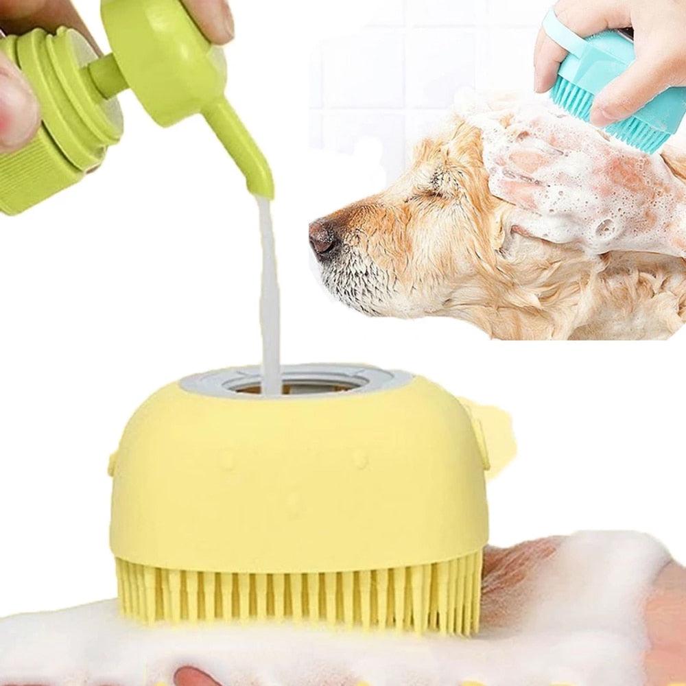 Brosse de Bain en Silicone avec Réservoir de Shampoing – Chien & Chat-6-Petmonde