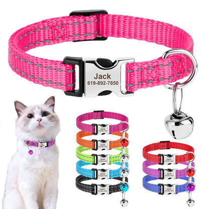 Collier Personnalisé Réfléchissant pour Chats & Petits Chiens – Gravure & Cloche-1-Petmonde