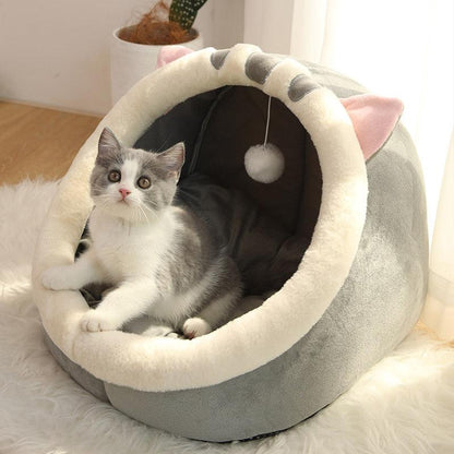 Lit Semi-Couvert Confortable pour Chat - Accessoire Douillet et Sécurisé pour Animaux-2-Petmonde