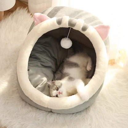 Lit Semi-Couvert Confortable pour Chat - Accessoire Douillet et Sécurisé pour Animaux-5-Petmonde