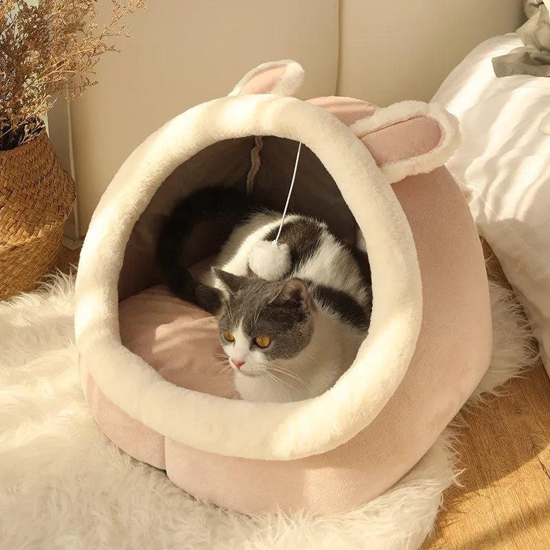 Lit Semi-Couvert Confortable pour Chat - Accessoire Douillet et Sécurisé pour Animaux-8-Petmonde