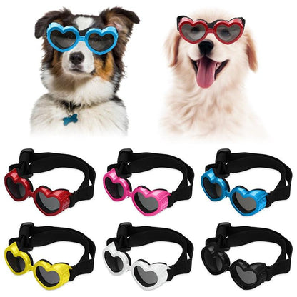 Lunettes de Soleil en Forme de Cœur pour Chiens et Chats - Protection UV, Sangle Réglable-1-Petmonde