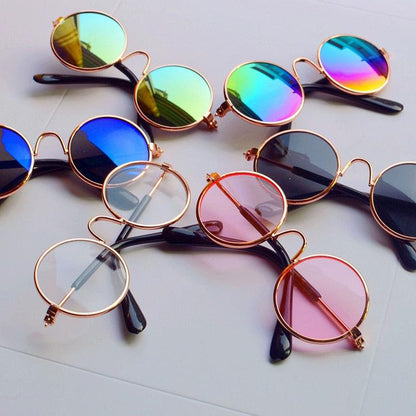 Lunettes de Soleil Ronde pour Chats et Chiens - Lunettes Réfléchissantes, Accessoire Photo Vintage-25-Petmonde