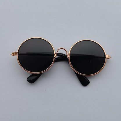 Lunettes de Soleil Ronde pour Chats et Chiens - Lunettes Réfléchissantes, Accessoire Photo Vintage-4-Petmonde