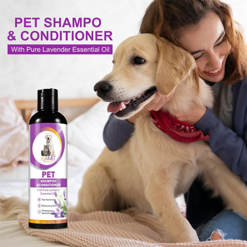 Shampooing adoucissant pour animaux de compagnie, gel douche pour chiot, chien et chat - 237ml-4-Petmonde