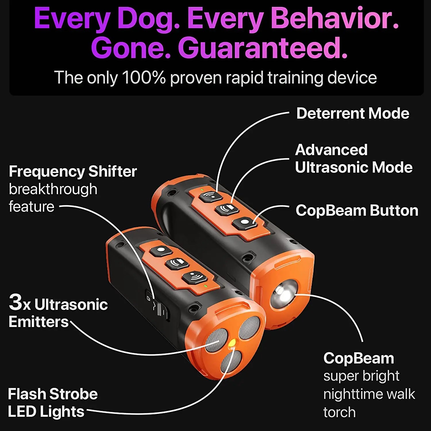 Répulsif Ultrasonique pour Chiens - Dispositif de Dressage Rechargeable avec Lampe Torche LED, Anti-Aboiement pour Chiens-5-Petmonde