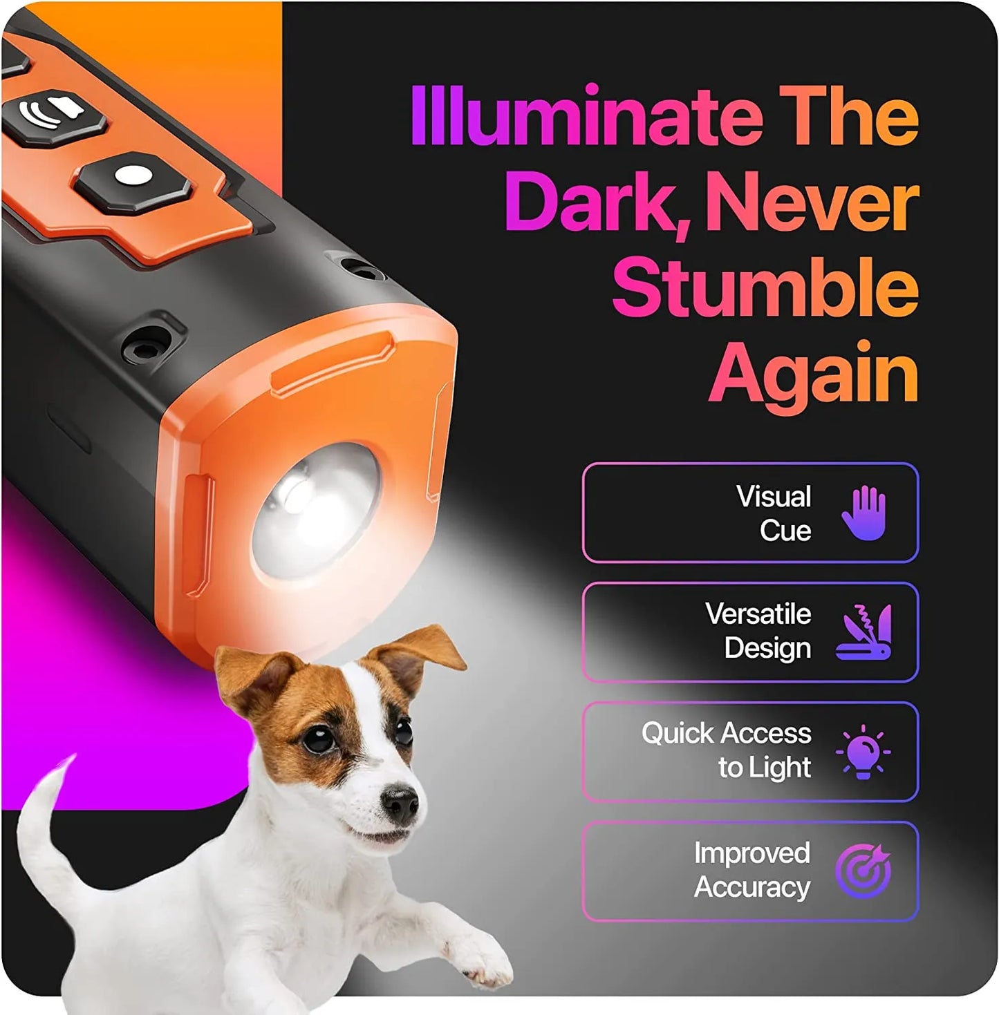 Répulsif Ultrasonique pour Chiens - Dispositif de Dressage Rechargeable avec Lampe Torche LED, Anti-Aboiement pour Chiens-4-Petmonde