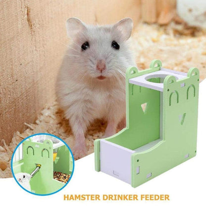 2 en 1 mangeoire abreuvoir distributeur de nourriture pour hamster rongeur gamelle porte-bouteille d'eau accessoire rongeur-2-Petmonde