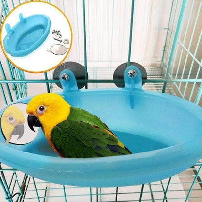 Baignoire accrochable pour perruche perroquet avec miroir accessoire pour oiseaux-3-Petmonde