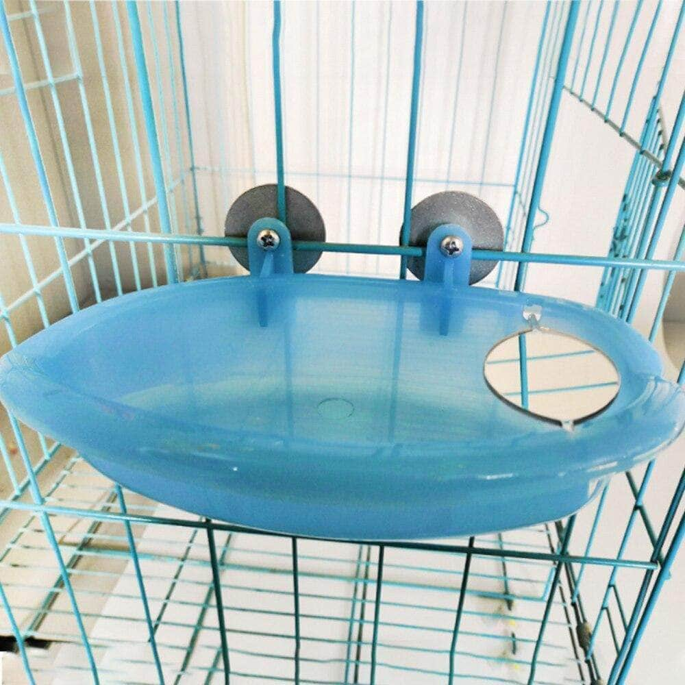 Baignoire accrochable pour perruche perroquet avec miroir accessoire pour oiseaux-5-Petmonde