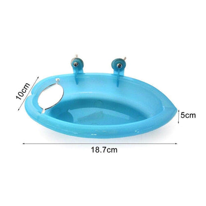 Baignoire accrochable pour perruche perroquet avec miroir accessoire pour oiseaux-6-Petmonde