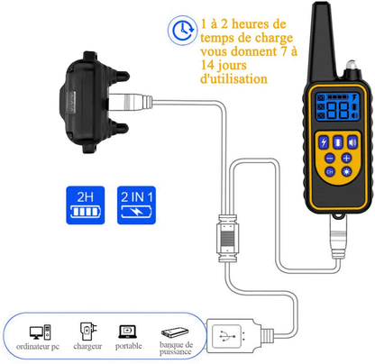 Collier de dressage pour chiens rechargeable ip67 étanche portée de 800m avec 99 niveaux de mode vibration choc electrique sonore-7-Petmonde