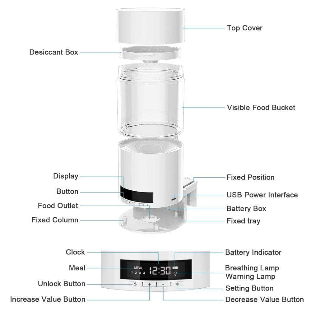 Distributeur automatique intelligent de nourriture pour poissons programmable fonctionne avec piles AAA/USB-3-Petmonde