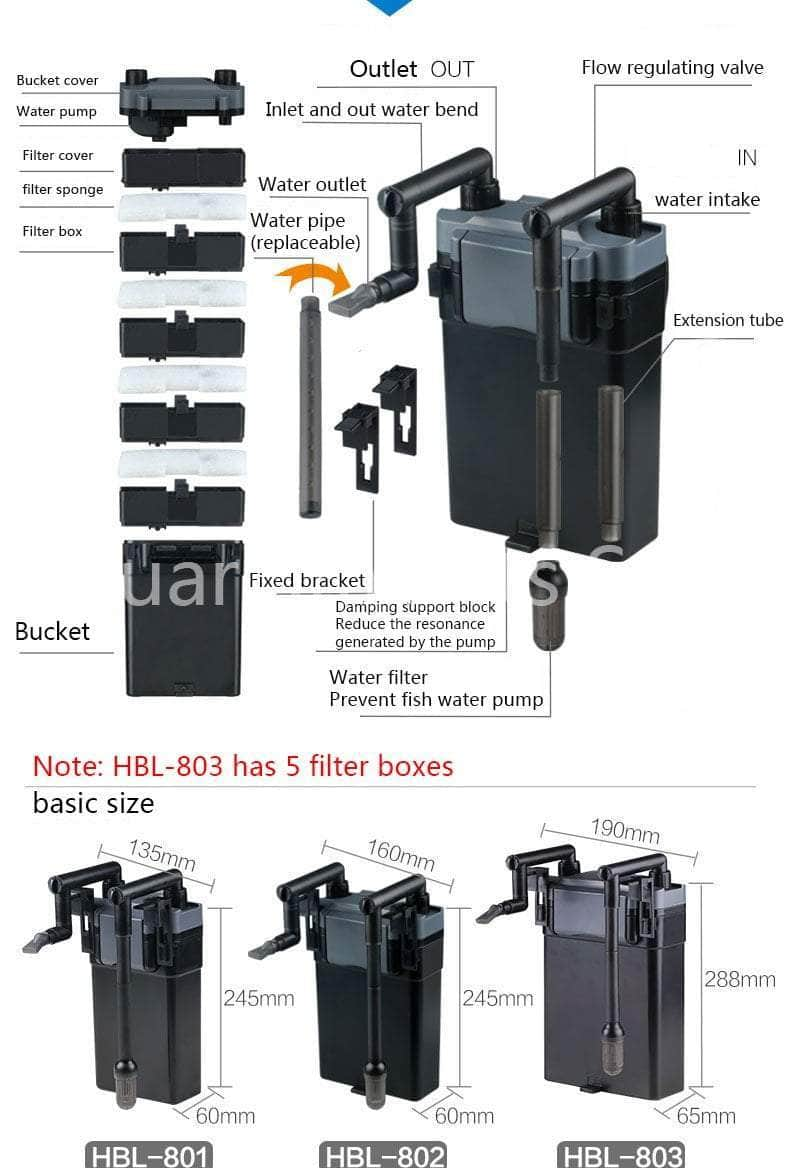 Filtre externe accrochable système de filtration ultra-silencieux à débit réglable pour aquarium-5-Petmonde