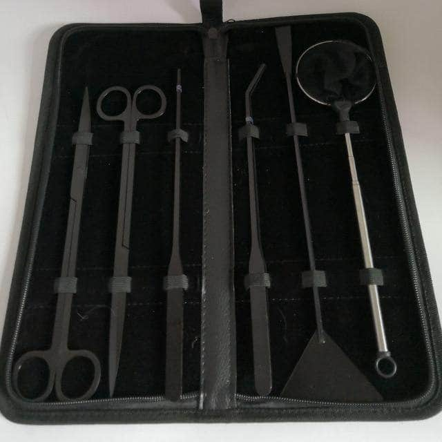 Kit de 6/10 outils aquascaping d'aquarium en acier inoxydable pince ciseaux spatule pour plantation et entretien d'aquarium-6-Petmonde