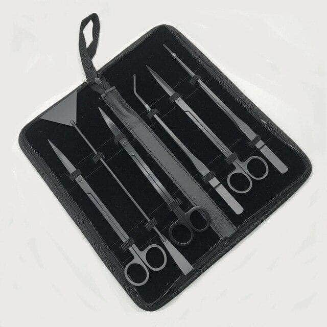 Kit de 6/10 outils aquascaping d'aquarium en acier inoxydable pince ciseaux spatule pour plantation et entretien d'aquarium-5-Petmonde