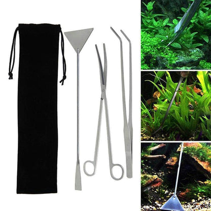 Kit de maintenance et d'entretien pour plantes d'aquarium outils aquascaping en acier inoxydable-1-Petmonde