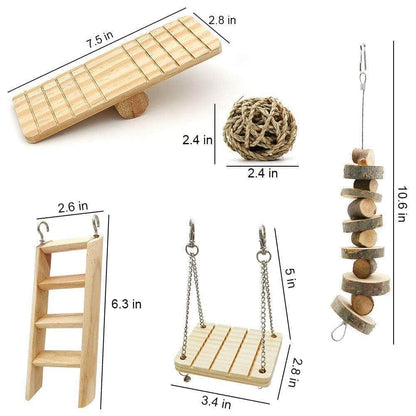 Lot de jouets à mâcher en bois naturel hamster petit rongeur pack de 10 accessoires d'exercice-2-Petmonde