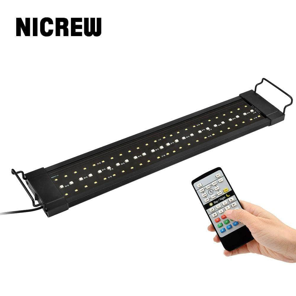 Rampe d'éclairage LED blanc+RGB automatisé 24/7 avec télécommande pour aquarium NICREW-1-Petmonde