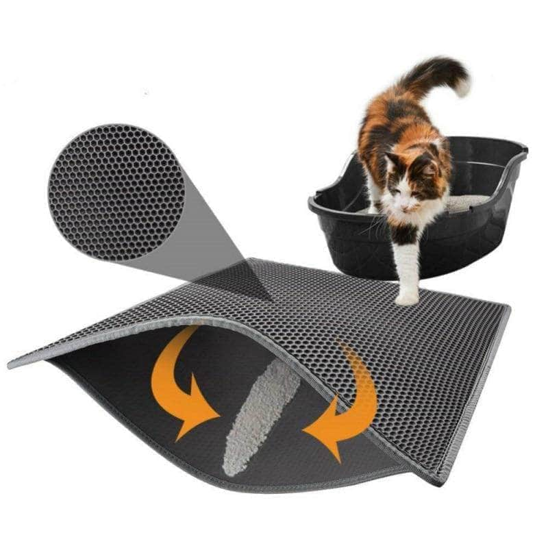 Tapis de Litière Imperméable Double Couche pour Chat - Tapis de Récupération EVA, Antidérapant et Facile à Nettoyer-1-Petmonde